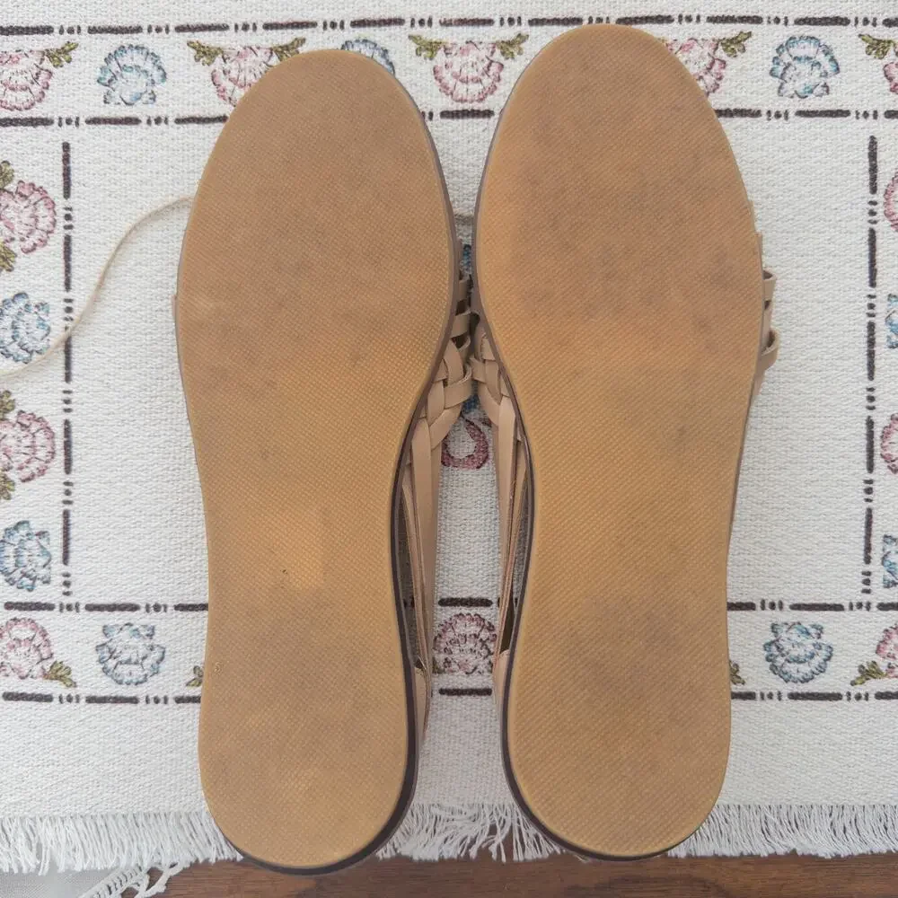 Quince Tan Woven Leather Flats Size US 7
